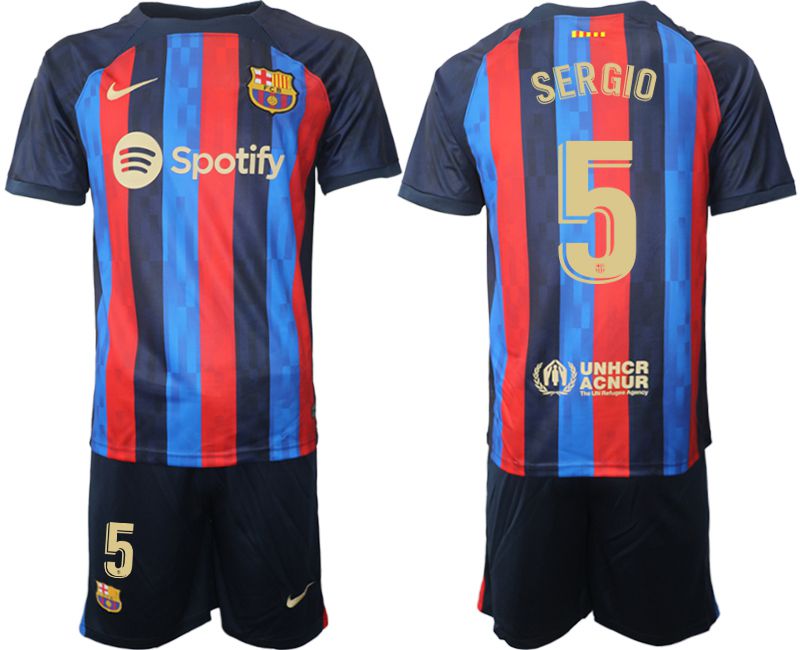 Men 2022-2023 Club Barcelona home blue #5 Soccer Jersey->barcelona jersey->Soccer Club Jersey